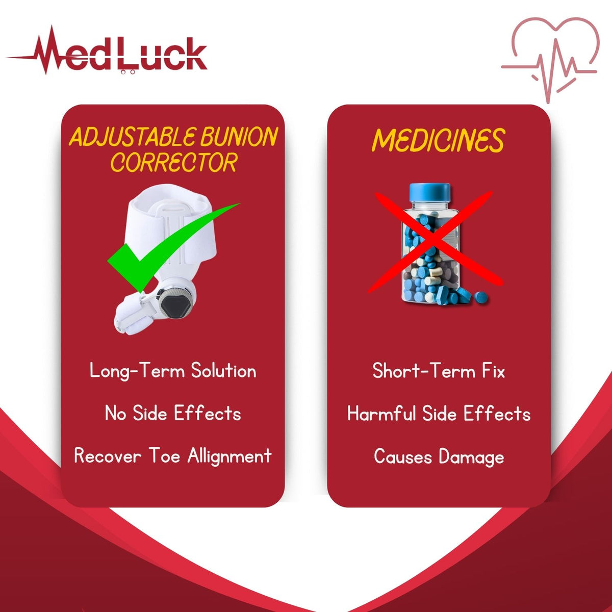Medluck' Bunion Corrector Kit with Toe Separator for Bunion Relief, Day Night Support Orthopedic Bunion Toe Straightener,