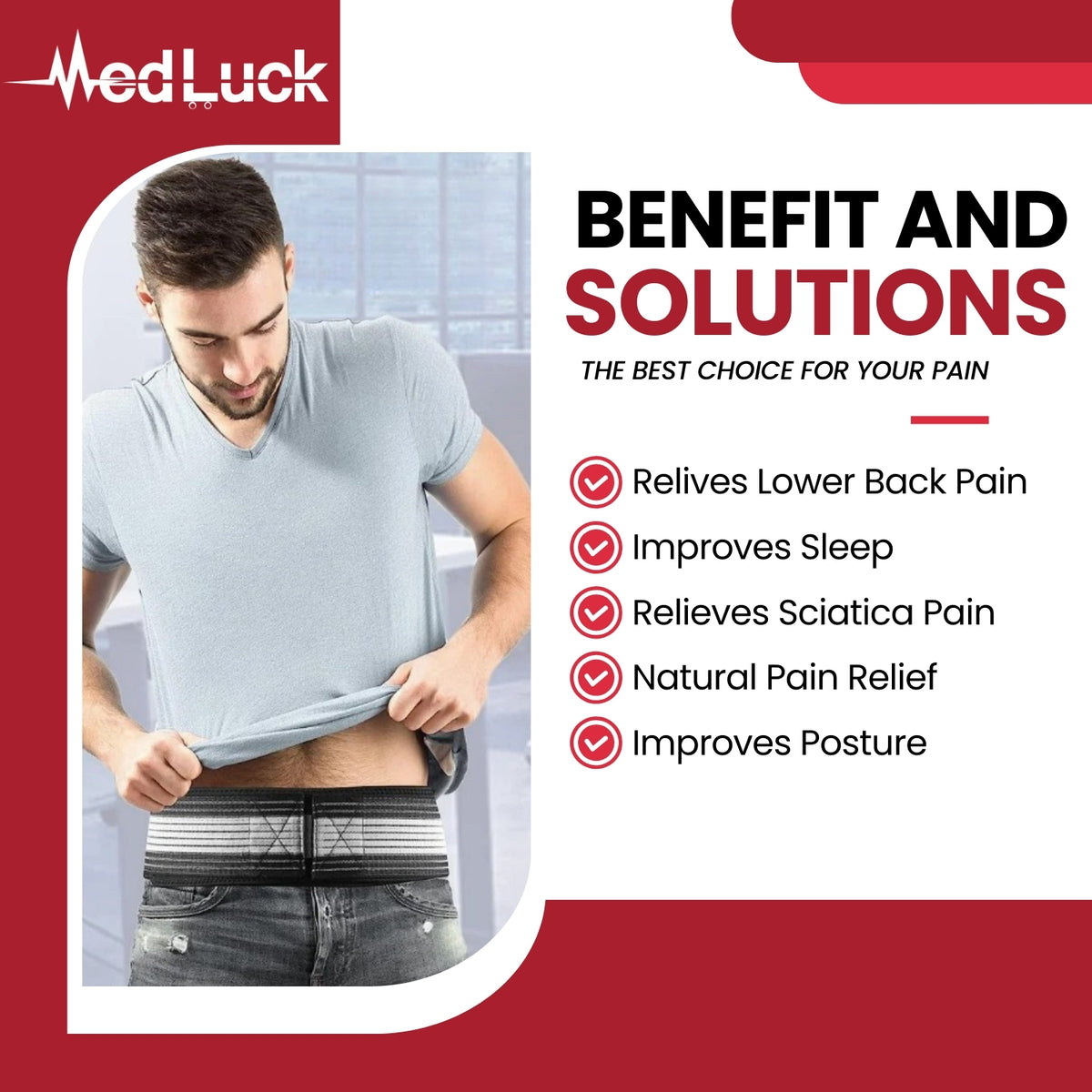 Medluck's Premium Lumbar, Sciatic, Hip & Back Pain Relief Belt